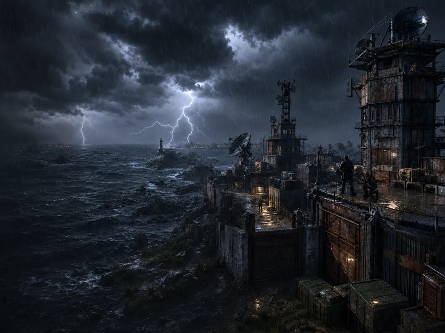 Lightning storm over the compound